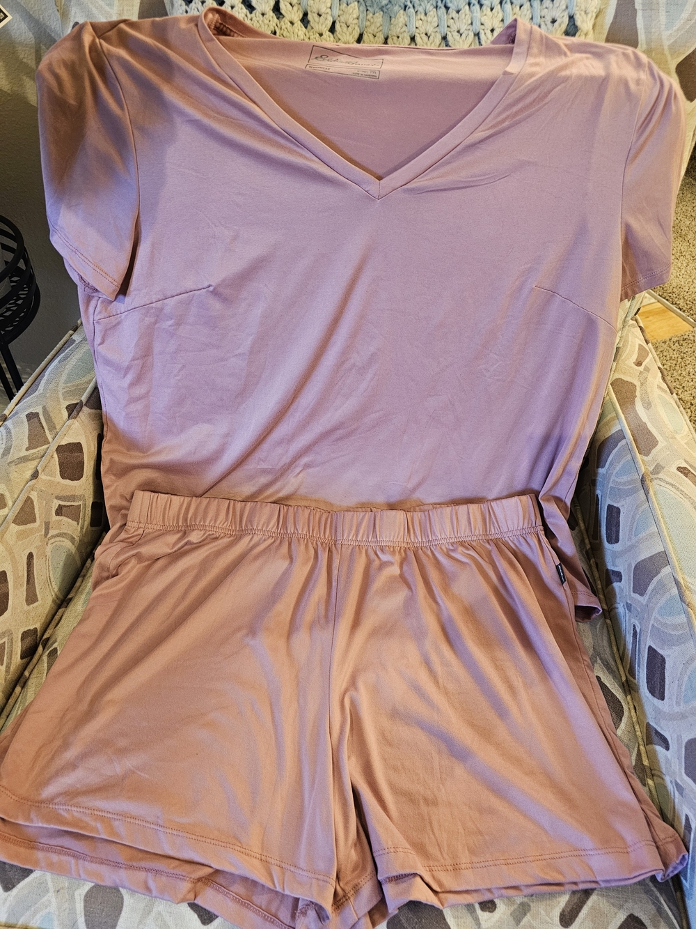 Eddie Bauer V-Neck Short Sleeve Pajama Set in Dusty Rose